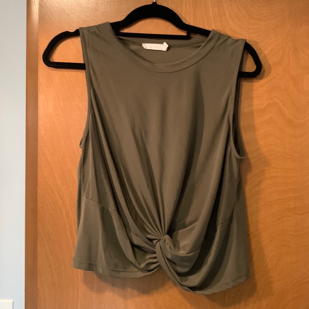 Green twist front tank top